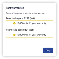 warranty popup